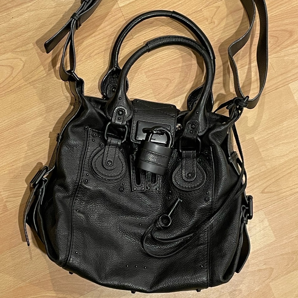 EUC Chloé Paddington XL 2-Way Leather Satchel with Adjustable Strap, Black